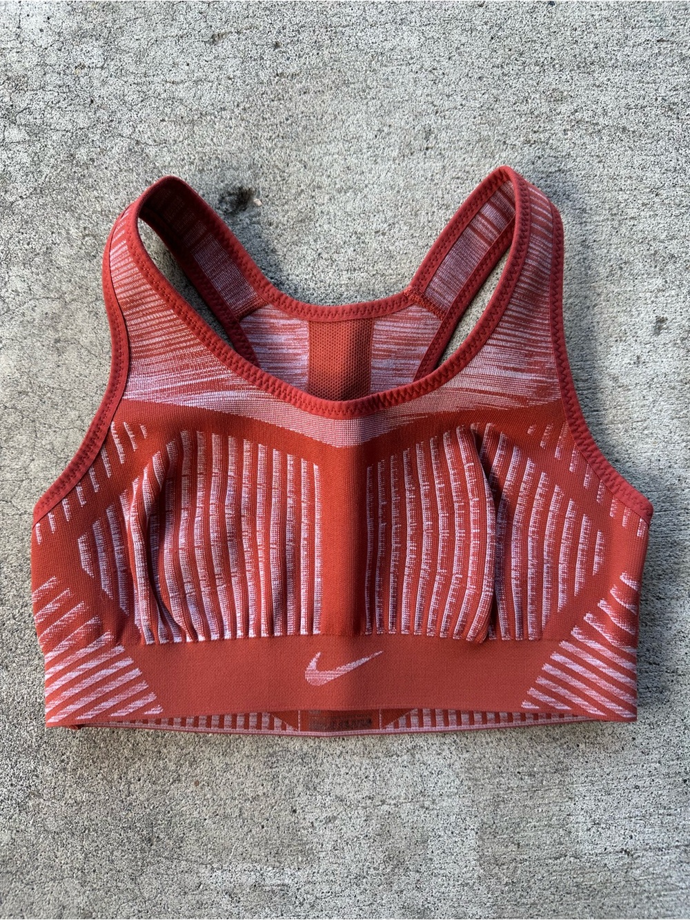 Nike Fe/Nom Orange Flyknit High Impact Sports Bra